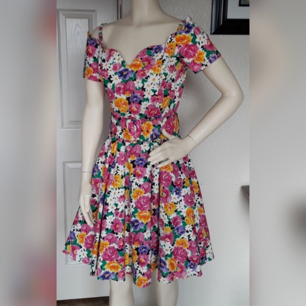 Floral Full Skirt Rockabilly Spring Dress